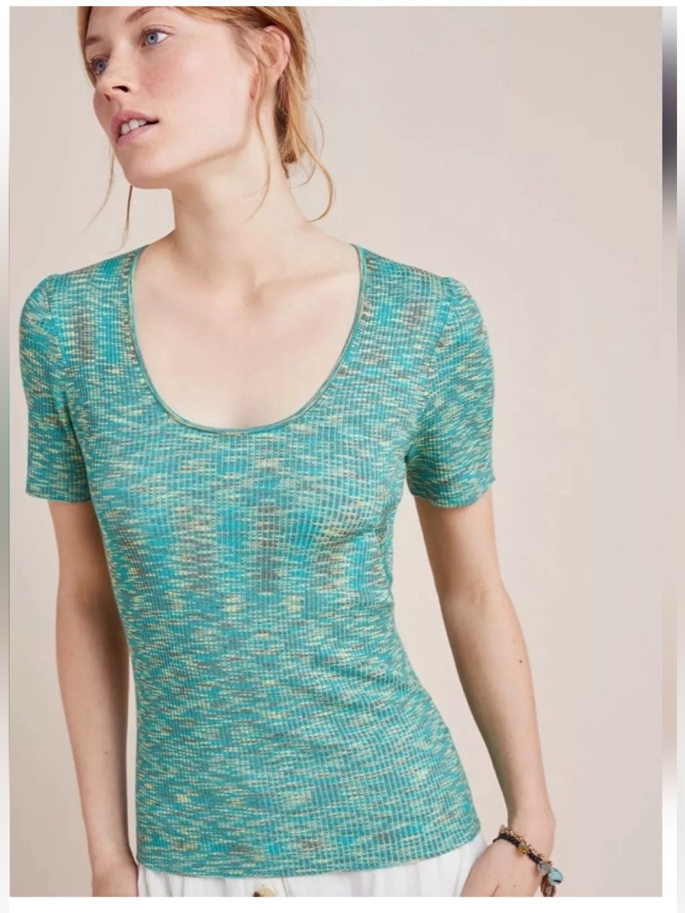 Anthropologie Zuzu Space-dyed Sweater Short Sleeve Top